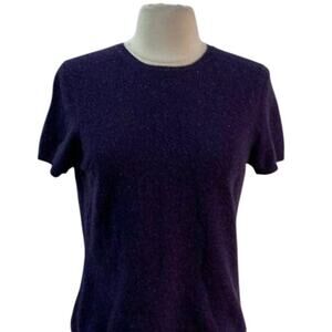 Valerie Stevens Purple Cashmere Short Sleeve Sweater PM